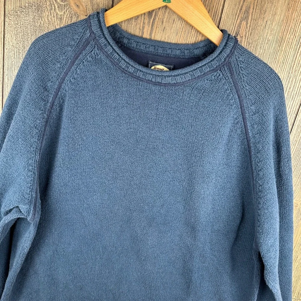 Tommy Bahama Vintage Cotton Sweater Crewneck Raglan Sleeve Blue Mens Large - Picture 2 of 6
